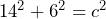 Rendered by QuickLaTeX.com 14^2+6^2=c^2