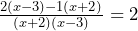 Rendered by QuickLaTeX.com \frac{2(x-3)-1(x+2)}{(x+2)(x-3)}=2
